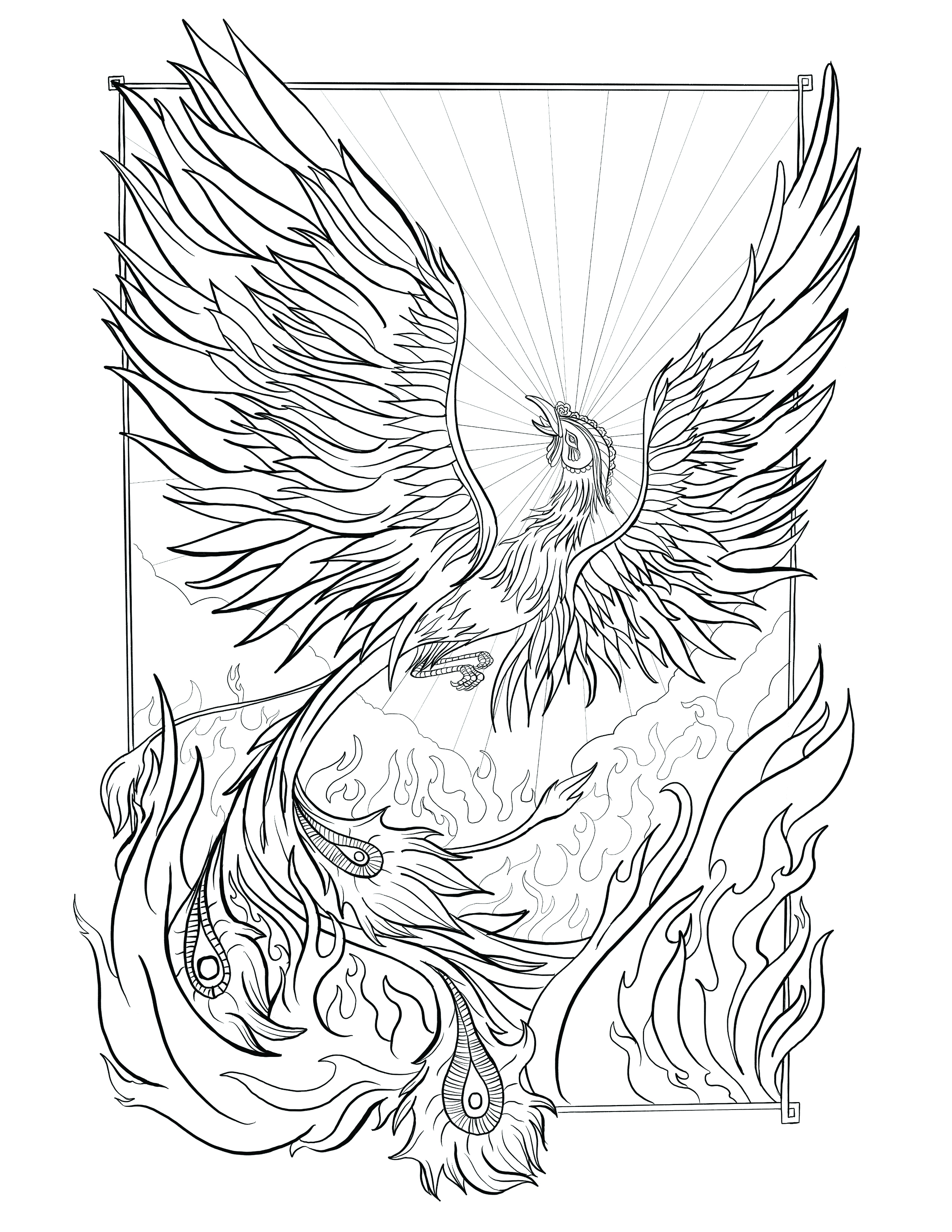Phoenix coloring page by ben lew on