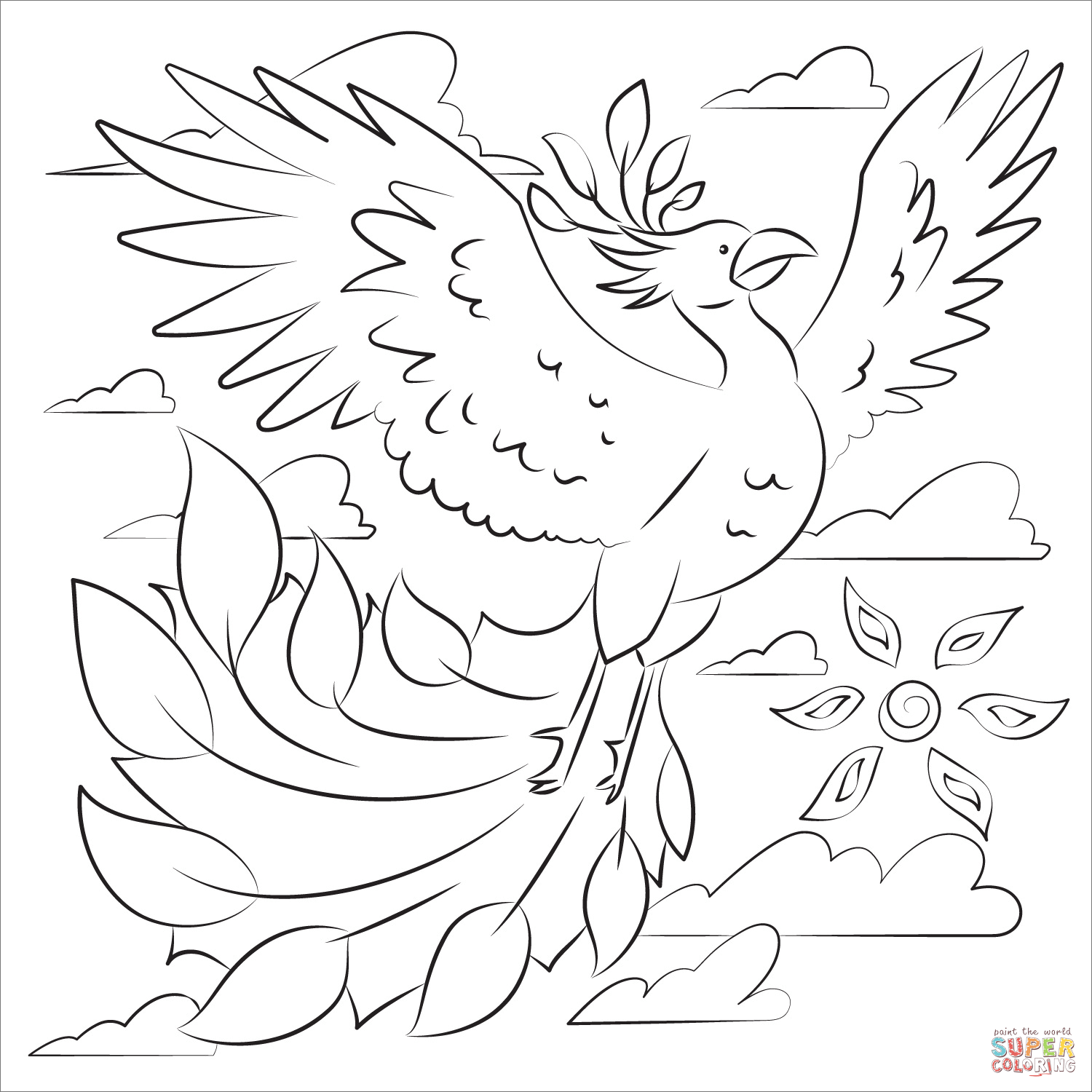 Phoenix coloring page free printable coloring pages