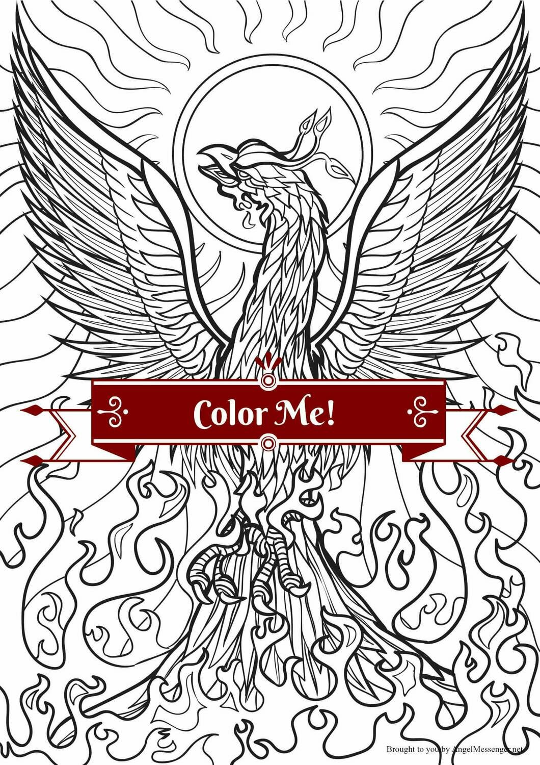Phoenix rising coloring page adult coloring page â angel messenger online store â angel messenger