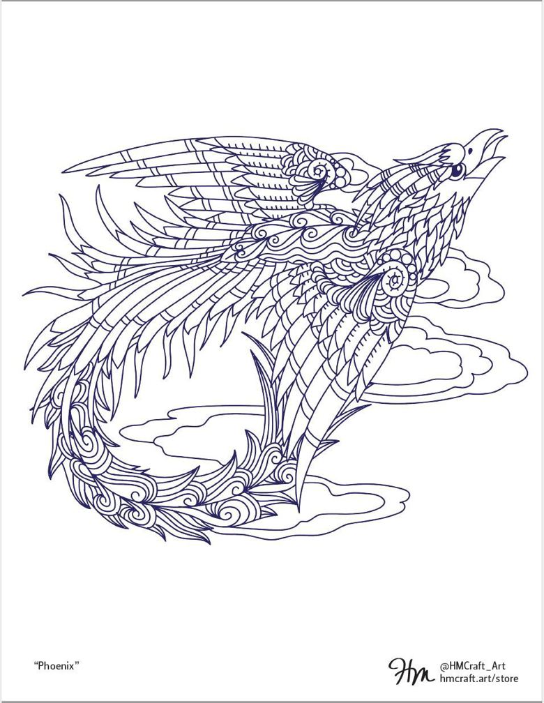 Phoenix adult coloring page