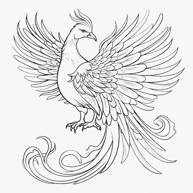 Premium ai image phoenix bird coloring pages