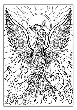 Mythical creature delight phoenix coloring pages for artistic expression