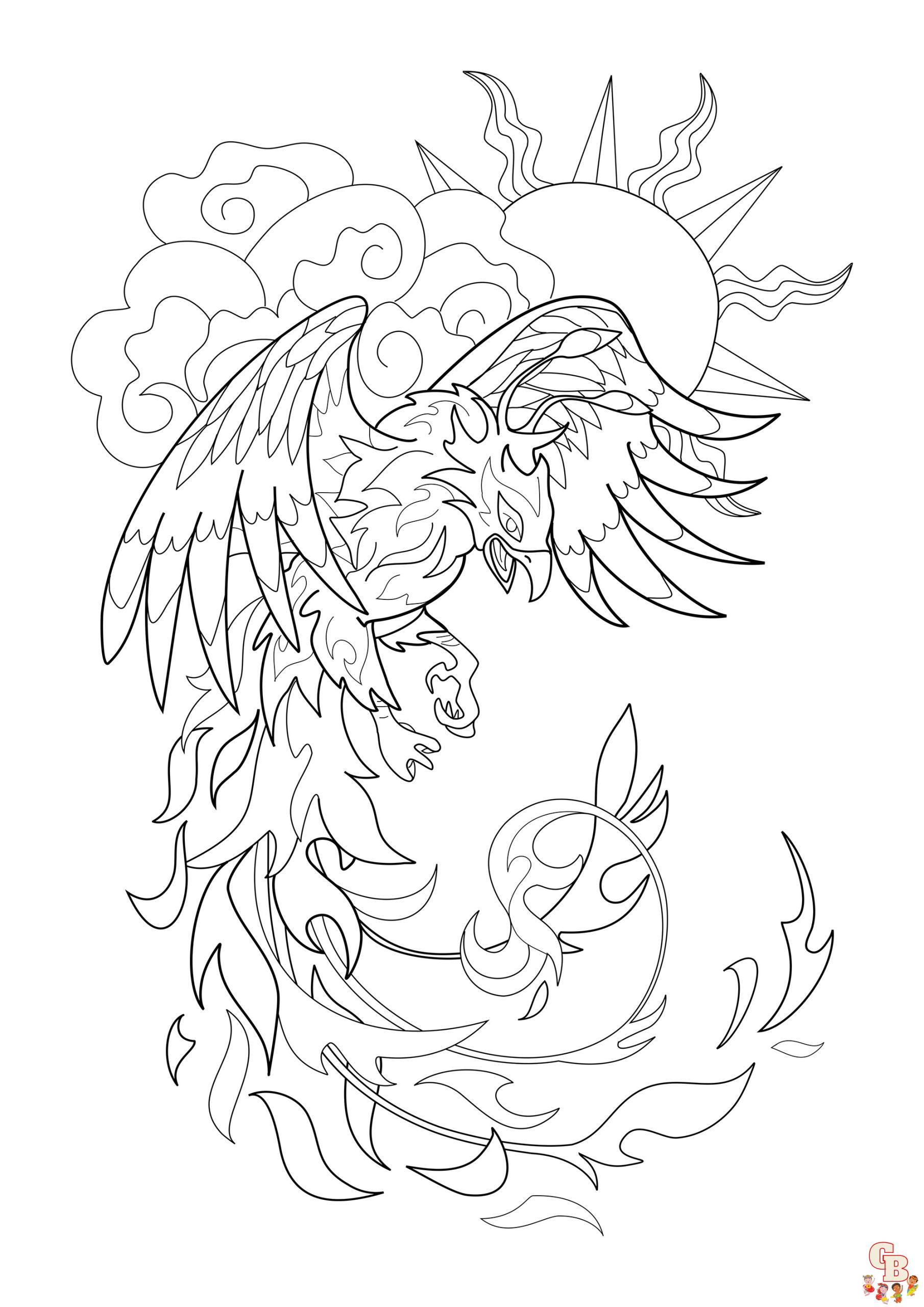 Phoenix coloring pages printable free and easy for kids