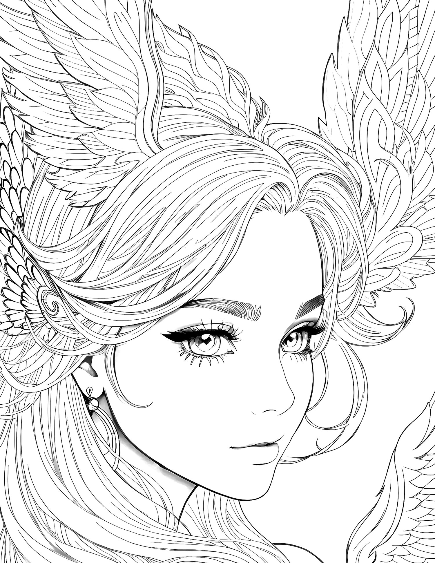 Fairy and phoenix coloring pages