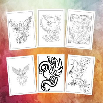 Explore a mythical world printable phoenix coloring pages collection pages