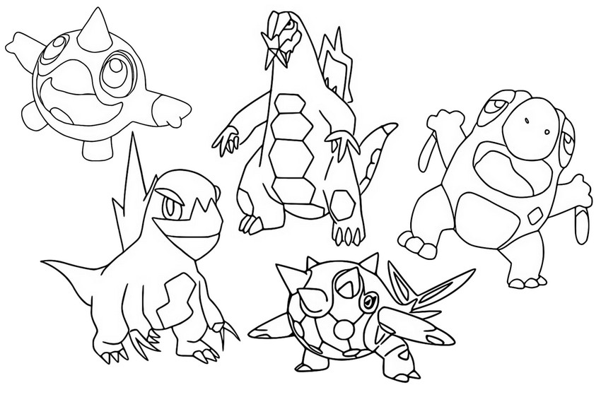 Coloring page pokãmon scarlet and violet cetoddle cetitan frigibax arctibax baxcalibur