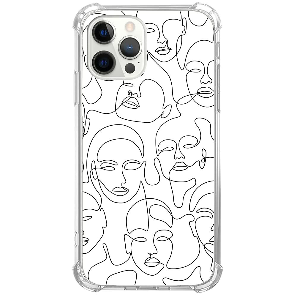 Face line art case for iphone pro max aesthetic minimalist abstract case for iphone pro max for women men unique trendy design tpu bumper protective cover case cell