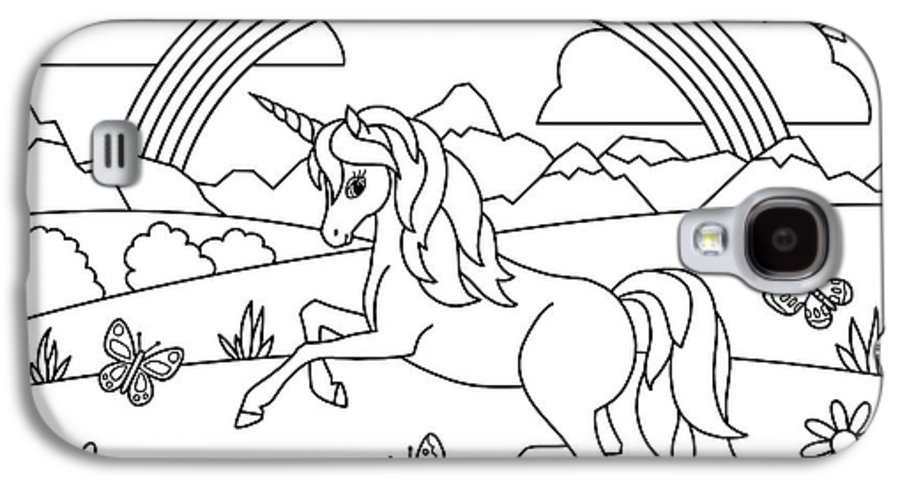 Kids rainbow unicorn coloring page galaxy s case by crista forest