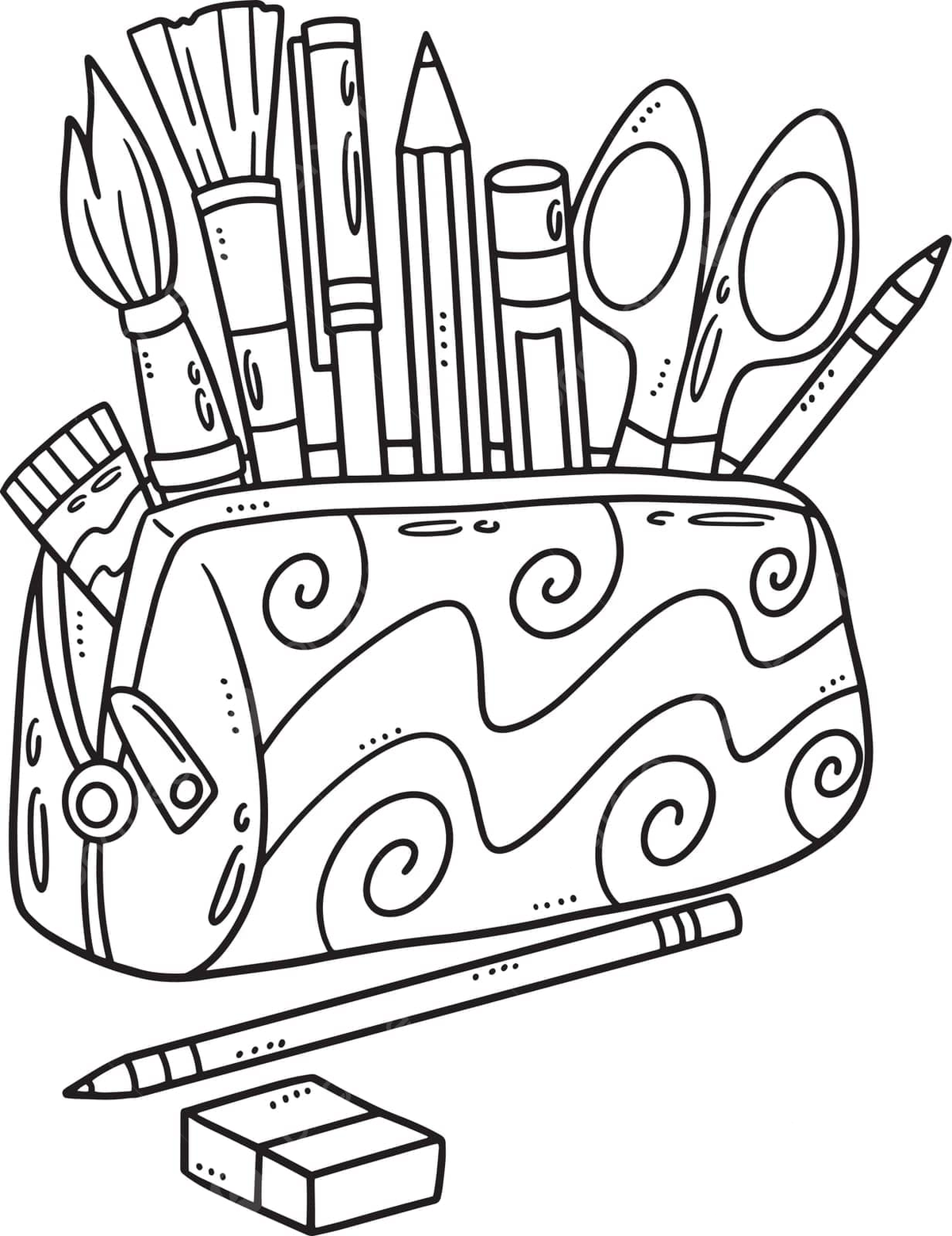 Isolated coloring page of pencil case for backtoschool vector school drawing ring drawing color drawing png and vector with transparent background for free download