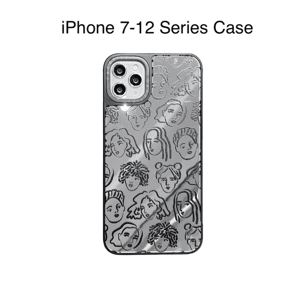 Casetify sketch figures mirror phone cases for iphone mini pro pro max pro pro max xs max xr x xs plus plus se protection soft protective cover