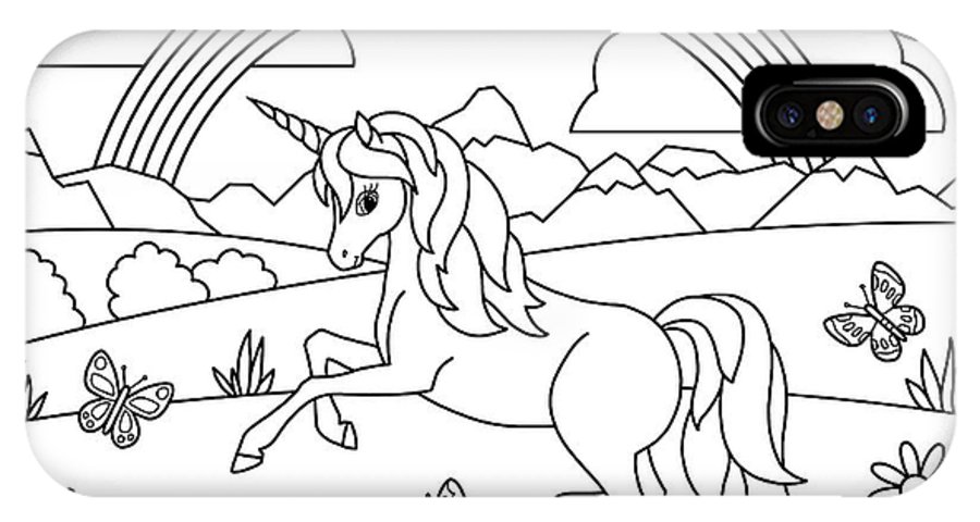Kids rainbow unicorn coloring page iphone x case by crista forest