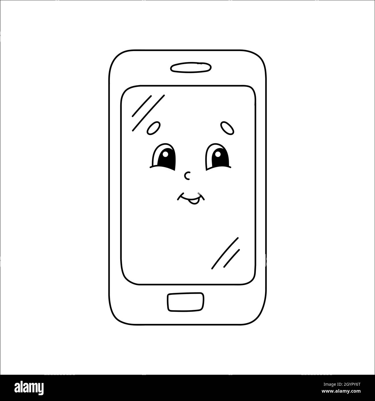 Mobile phone coloring book page for kids cartoon style vector illustration isolated on white background stock vector image art