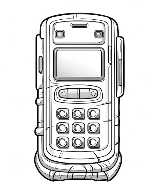 Premium ai image coloring page for kids old smart cell phone