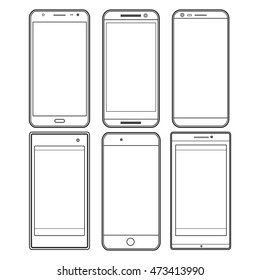 Graphic collection smartphones blank screen modern stock vector royalty free