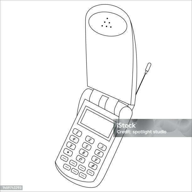Classic keypad mobile phones coloring pages vector coloring pages for kids stock illustration