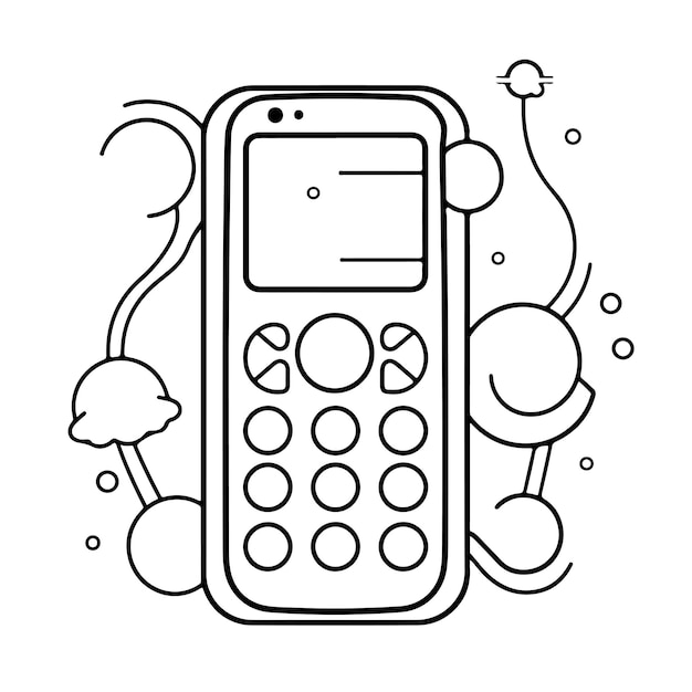 Premium vector sketch hand drawn single line art coloring page phone day