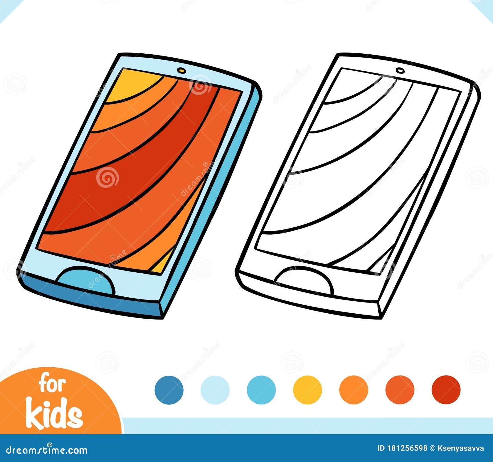 Coloring book for kids smartphone stock vector