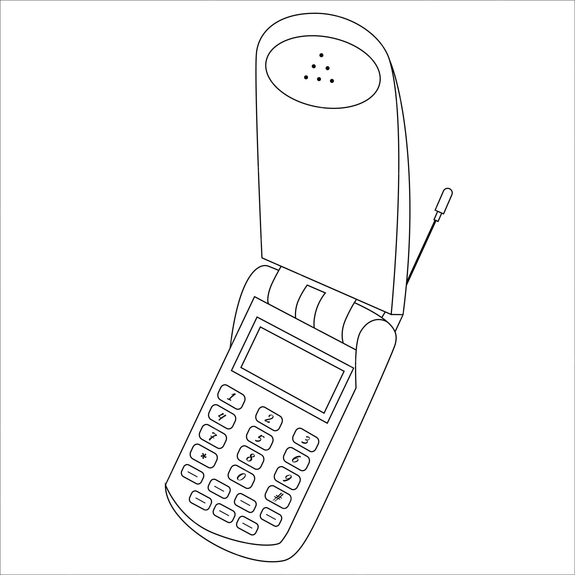 Premium vector classic keypad mobile phones coloring pages vector coloring pages for kids