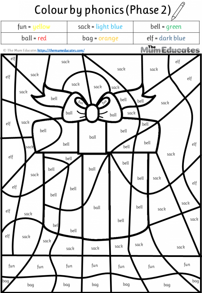 Free colour by phonics worksheet