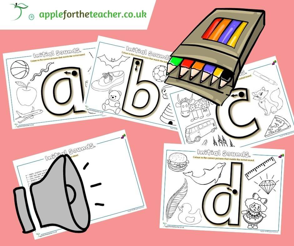 Initial sounds phonics louring activity apple for the teacher ltd