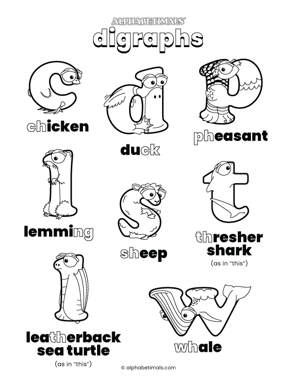 Digraphs for kids animal phonics alphabet