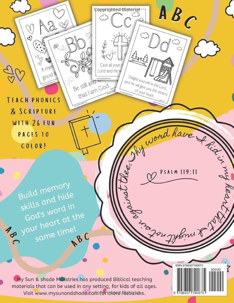 Abc bible verse coloring pages youth phonics craft activity viola angie books