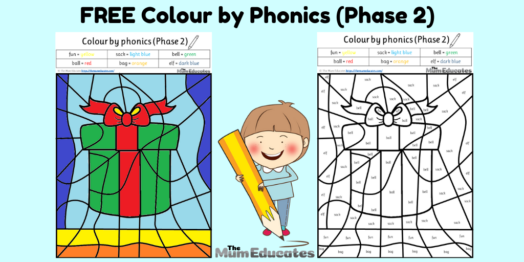 Free colour by phonics worksheet