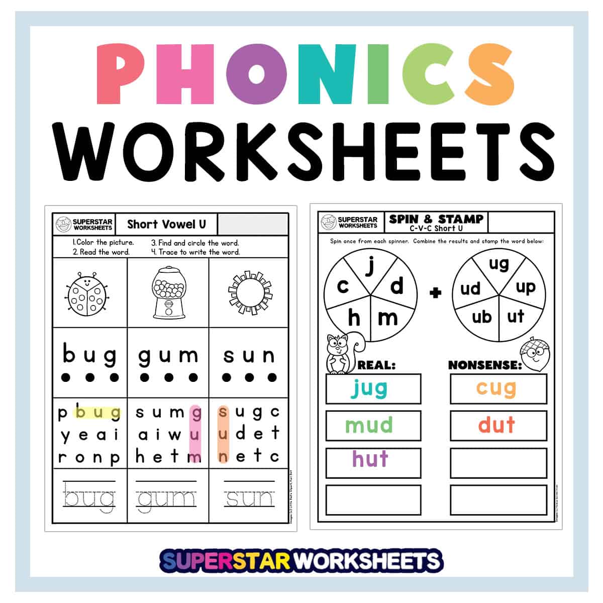 Kindergarten phonics worksheets