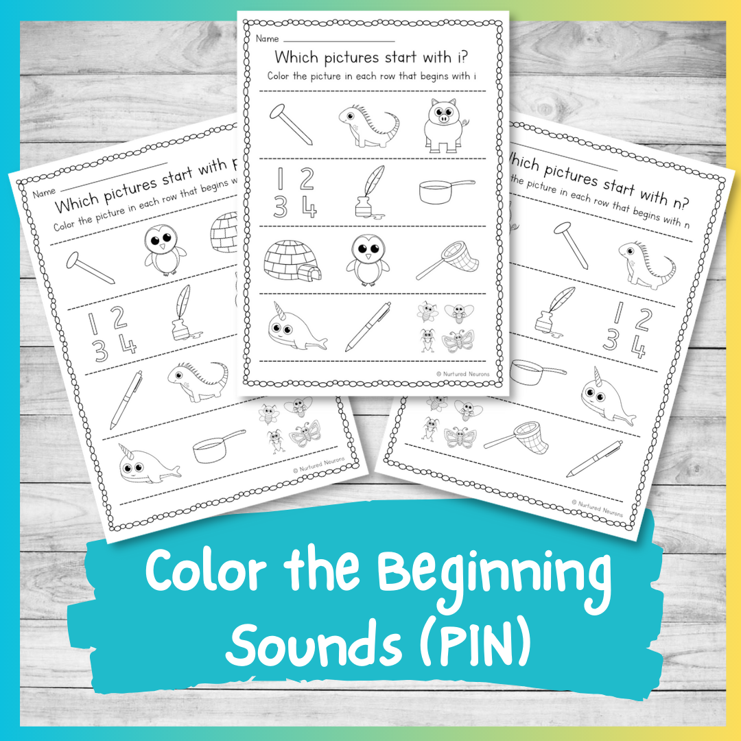 Color the beginning sounds worksheets pin