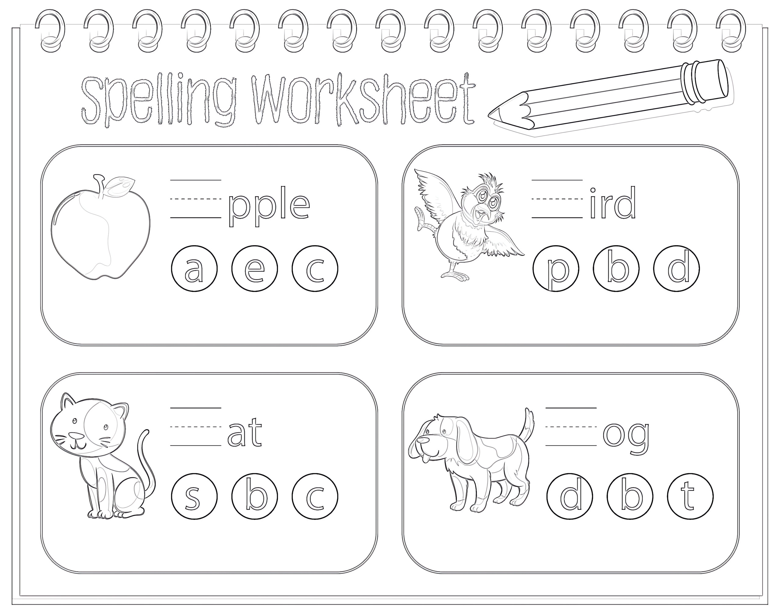 Colouring spelling coloring page
