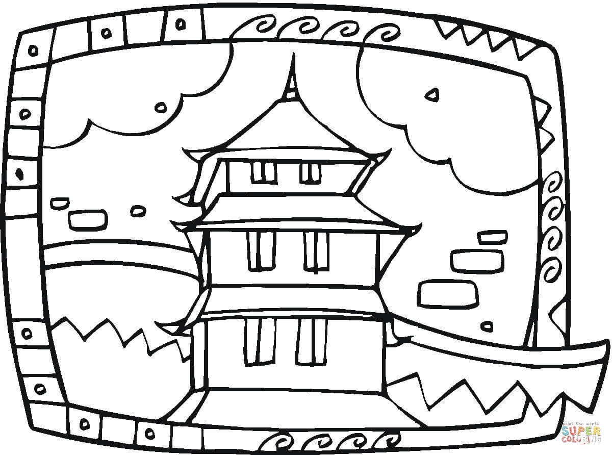Buddhist temple coloring page free printable coloring pages