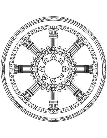 Dharmachakra coloring page free printable coloring pages