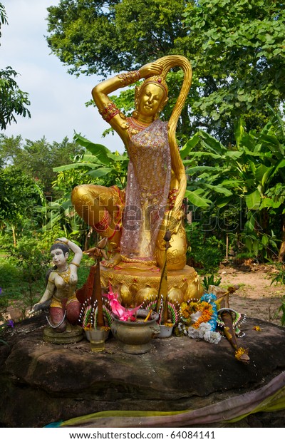 Phra mae thorani buddhist godness earth stock photo