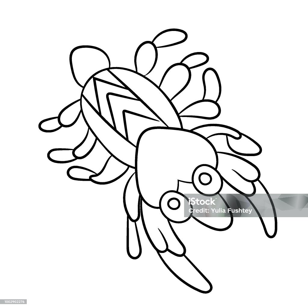 Plankton shrimp in coloring page for childrean and adult in vector stock illustration