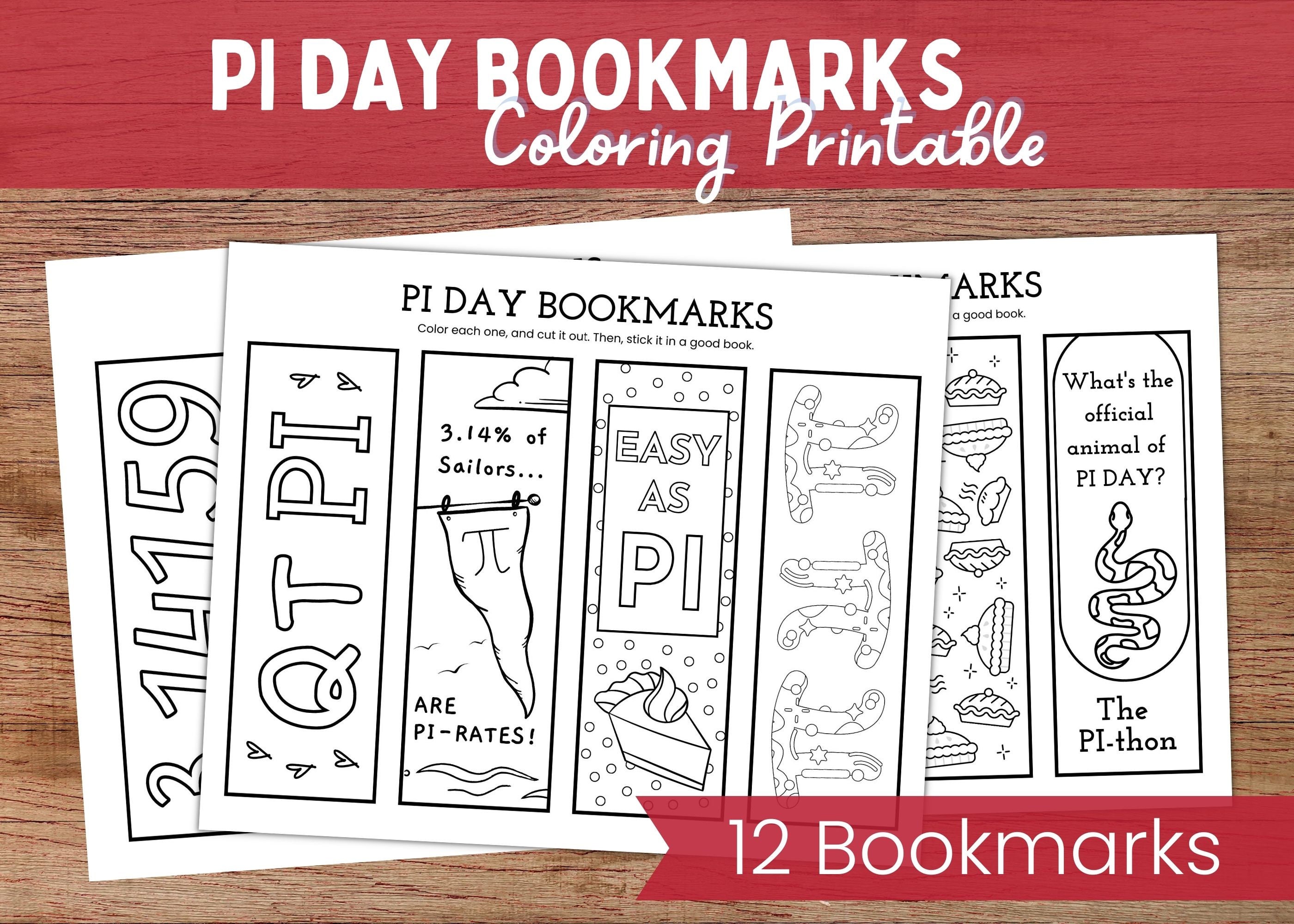 Pi day printable bookmarks stem coloring pages math bookmark set