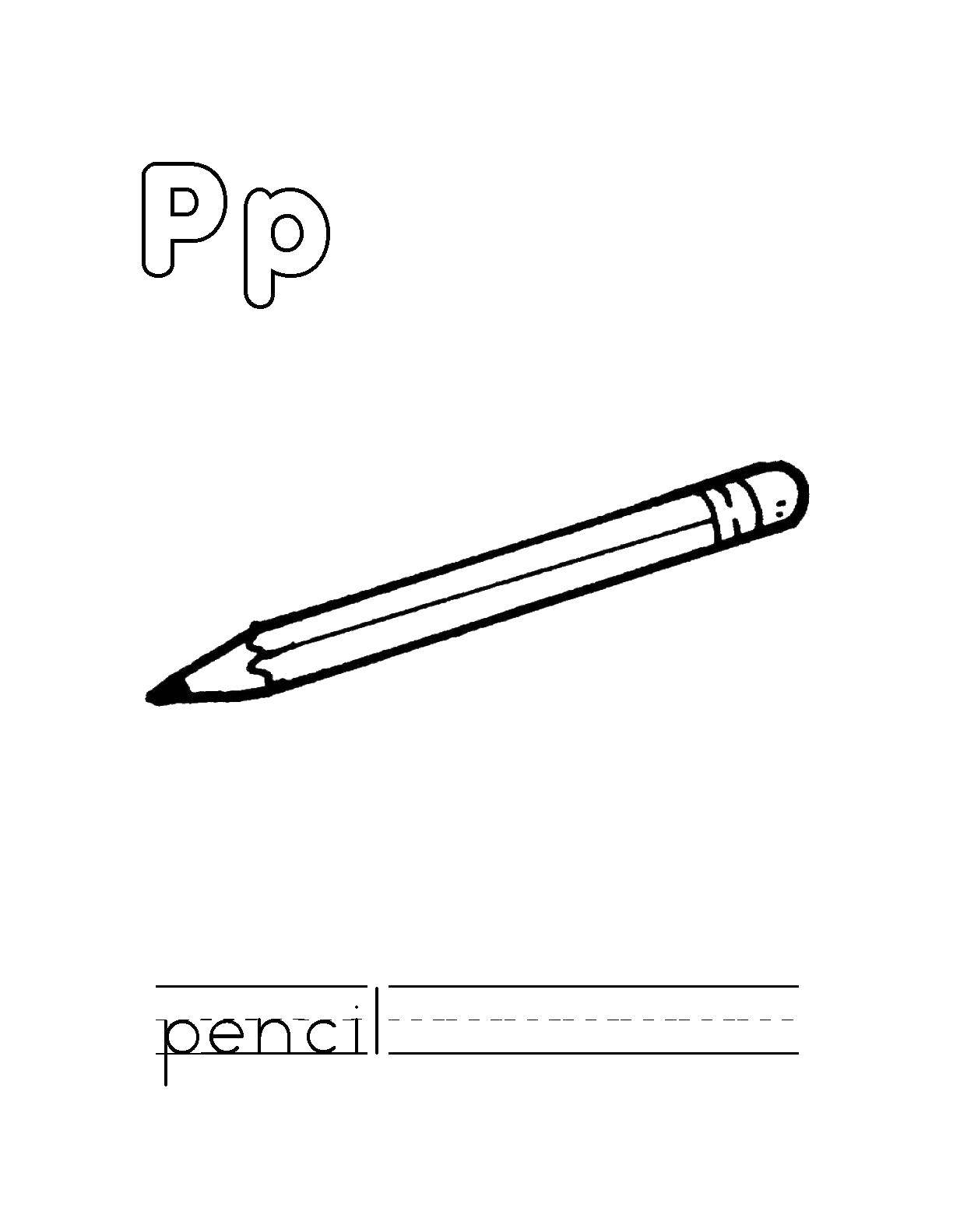 Online coloring pages coloring page letter pi pencil english worksheets download print coloring page