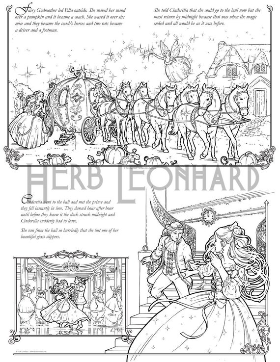 Buy cinderella herb leonhard adult coloring page cinderella coloring book digital coloring page instant pdf download online in india