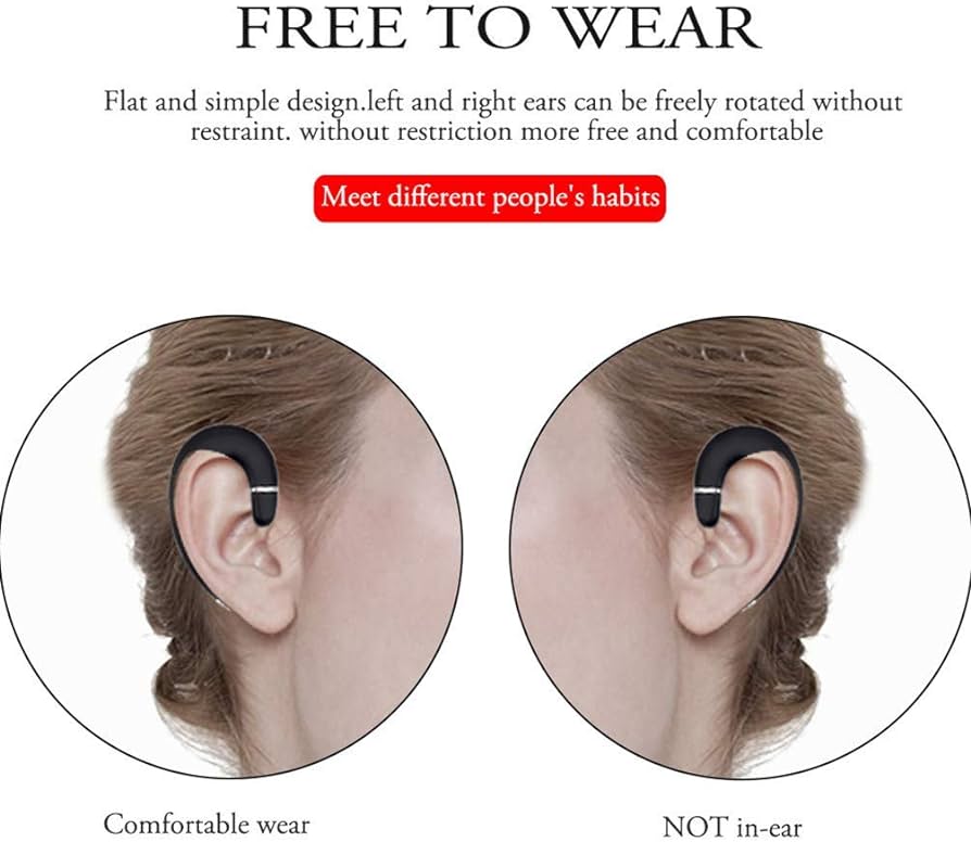 Sunffice ear hook bluetooth wireless headphonenon ear plug headset with microphonesingle ear noise cancelling earphones painless wearing for android smartphonesiphone x black cell phones accessories
