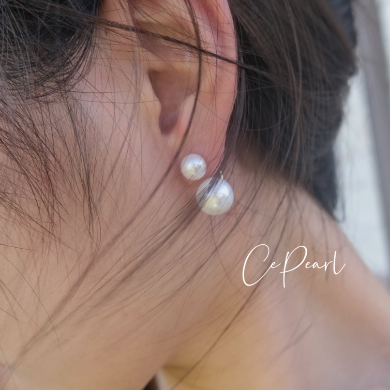 Mm m akoya double pearl earring â cepearl