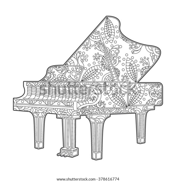 Piano coloring book page adults vector stock vector royalty free