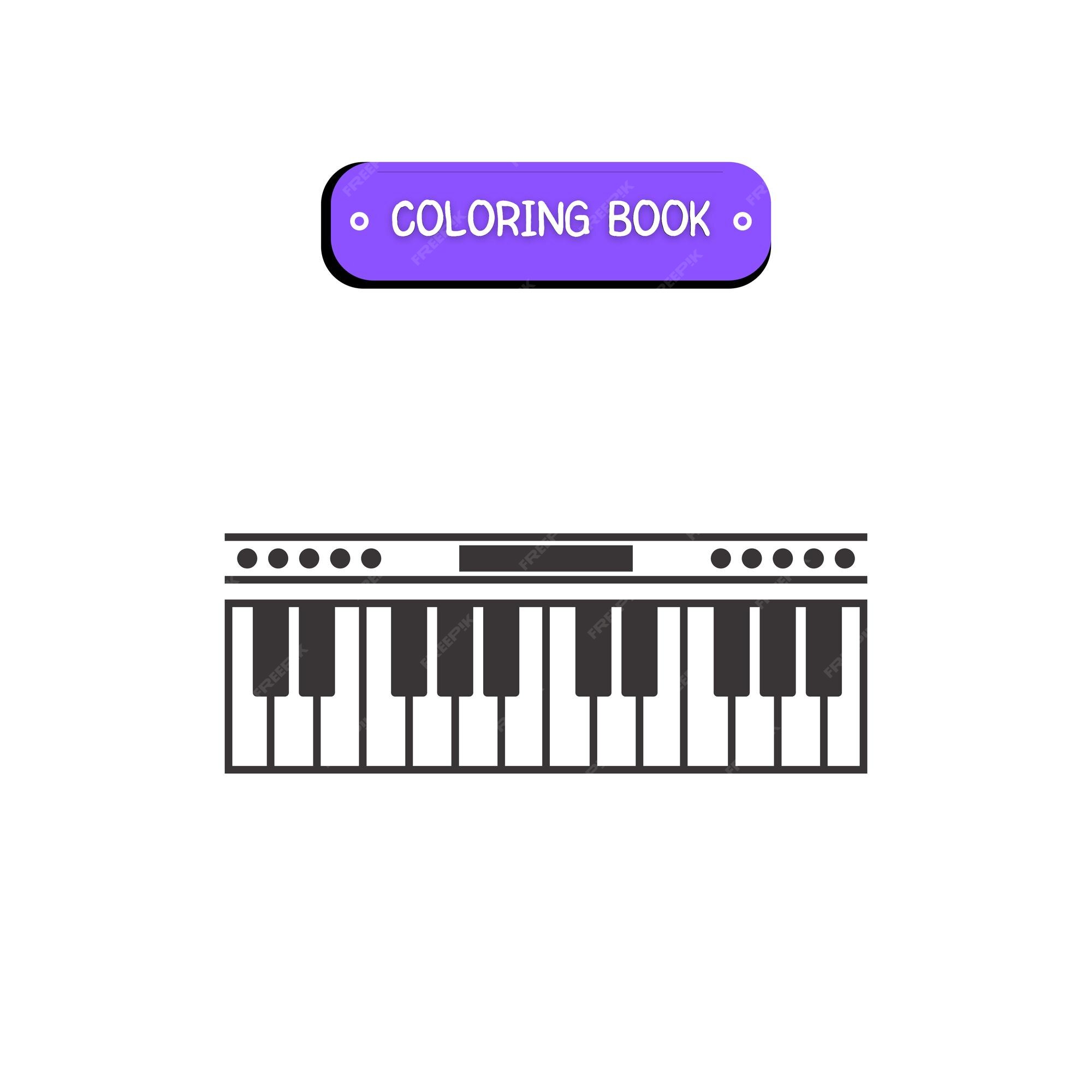 Premium vector hand drawn piano kawaii coloring book illustration