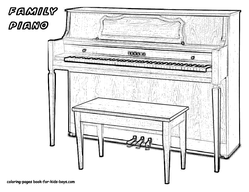 Colorful piano keyboard coloring page free printable