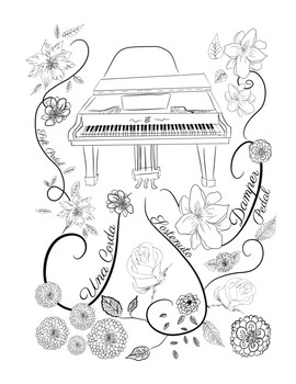 Piano coloring book by maria music designs tpt