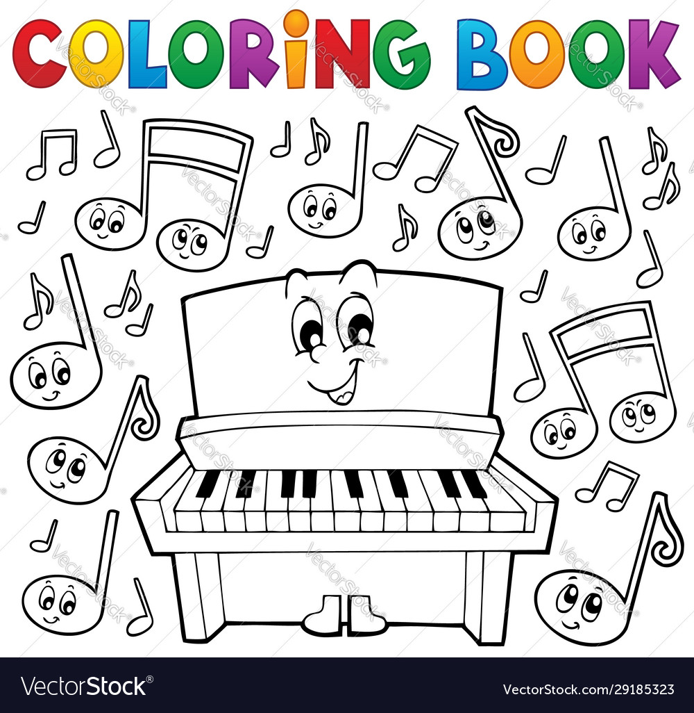 Coloring book music theme image royalty free vector image