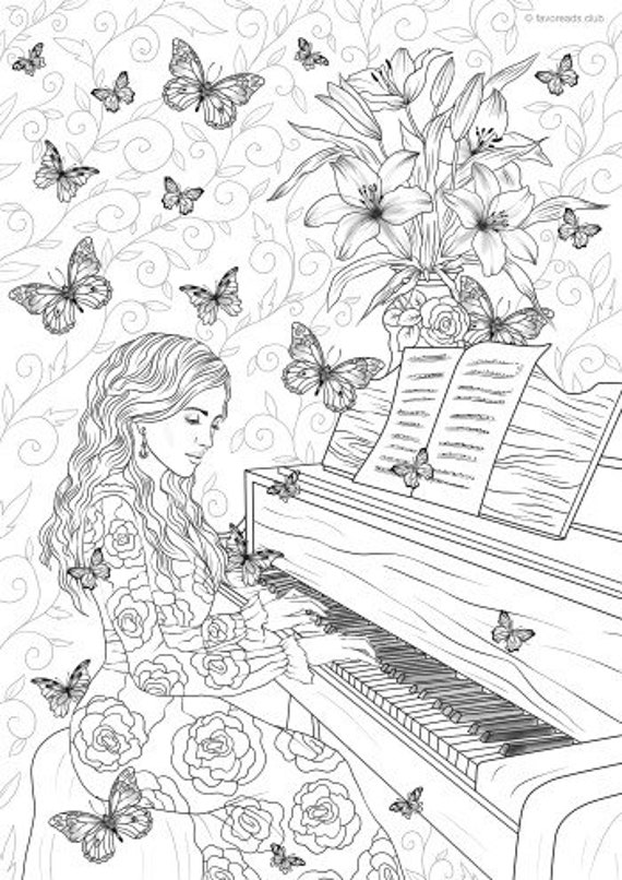 Pianist printable adult coloring page from favoreads coloring book pages for adults and kids coloring sheets coloring designs