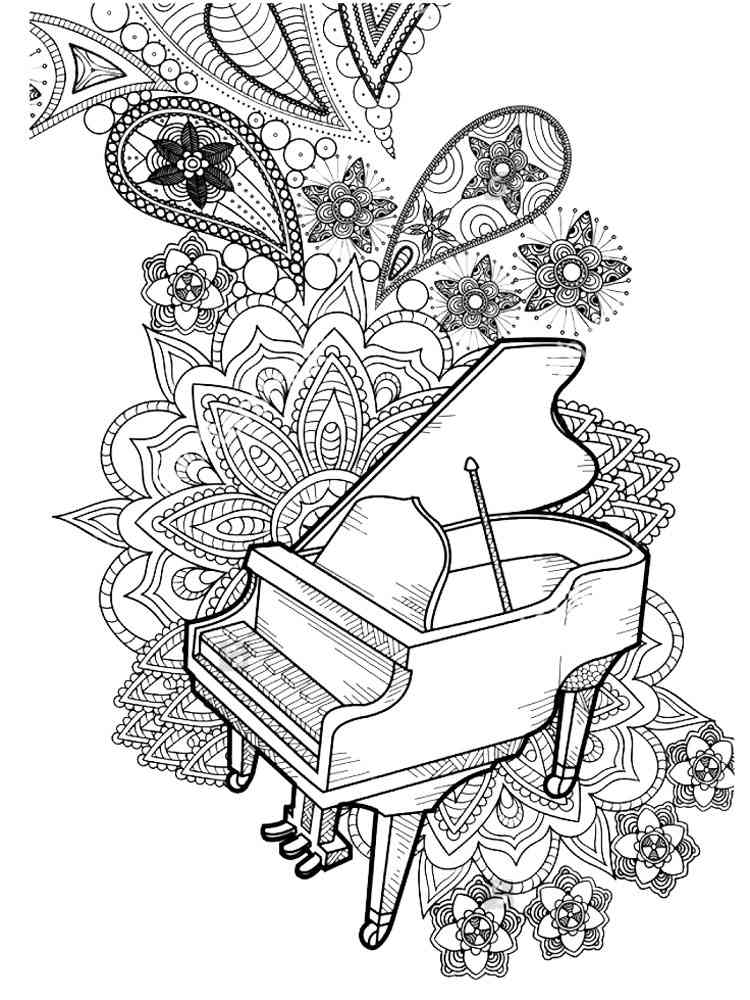 Piano coloring pages for adults