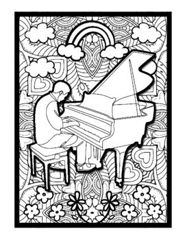 Pianiste mindfulness mandala coloring pages piano printable coloring sheets pdf