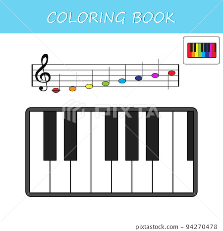 Color the piano keys according to the sample