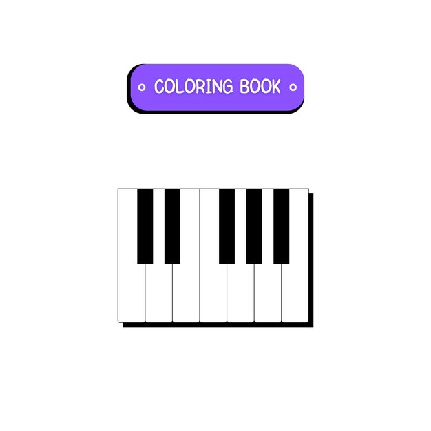 Premium vector hand drawn piano kawaii coloring book illustration