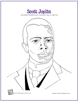 Free coloring page scott joplin ragtime music poser â the piano student